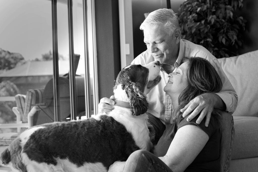 Legacy Session — family playing with their spaniel indoors